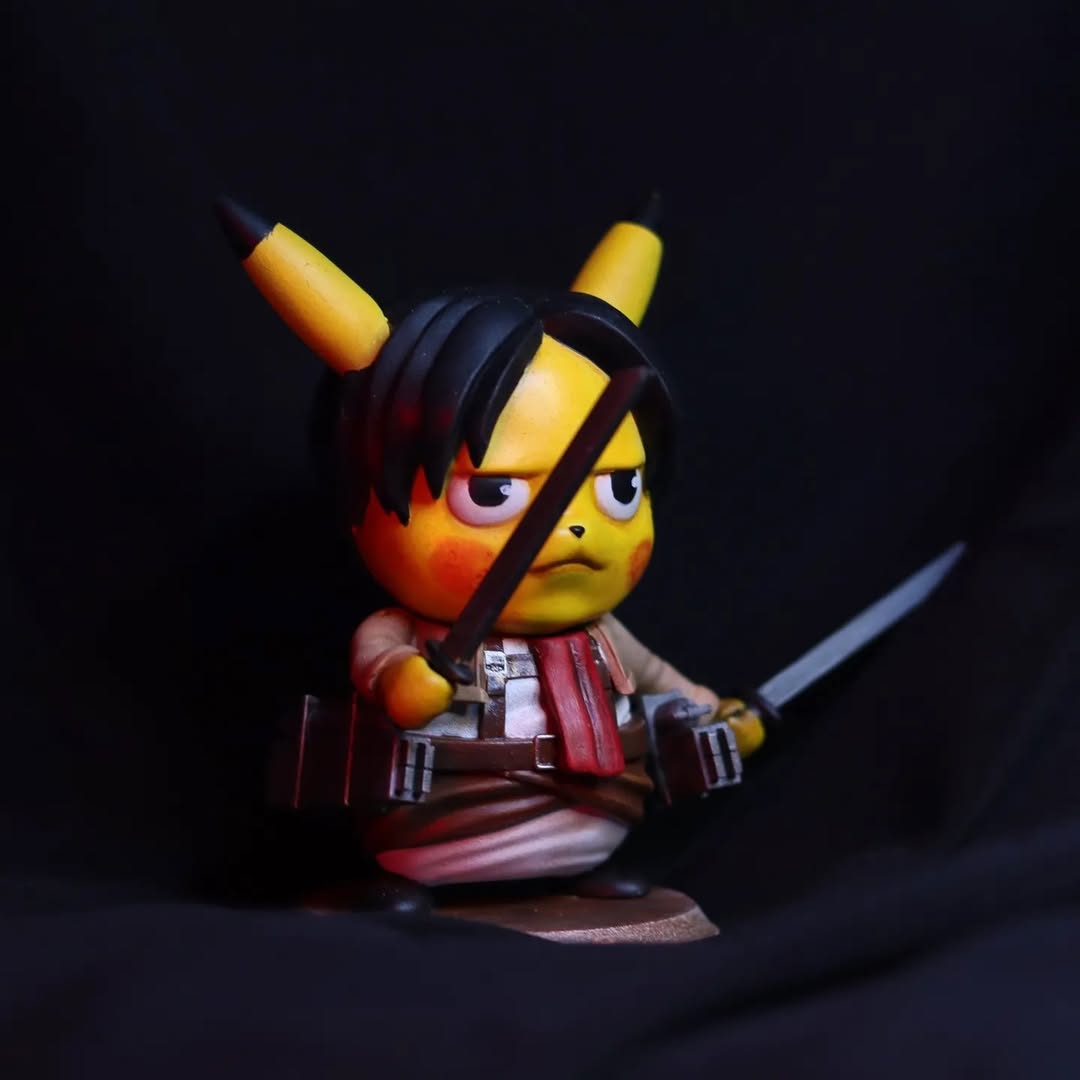 Levi Pikachu Figurine - Attack on Titan x Pokémon Inspired